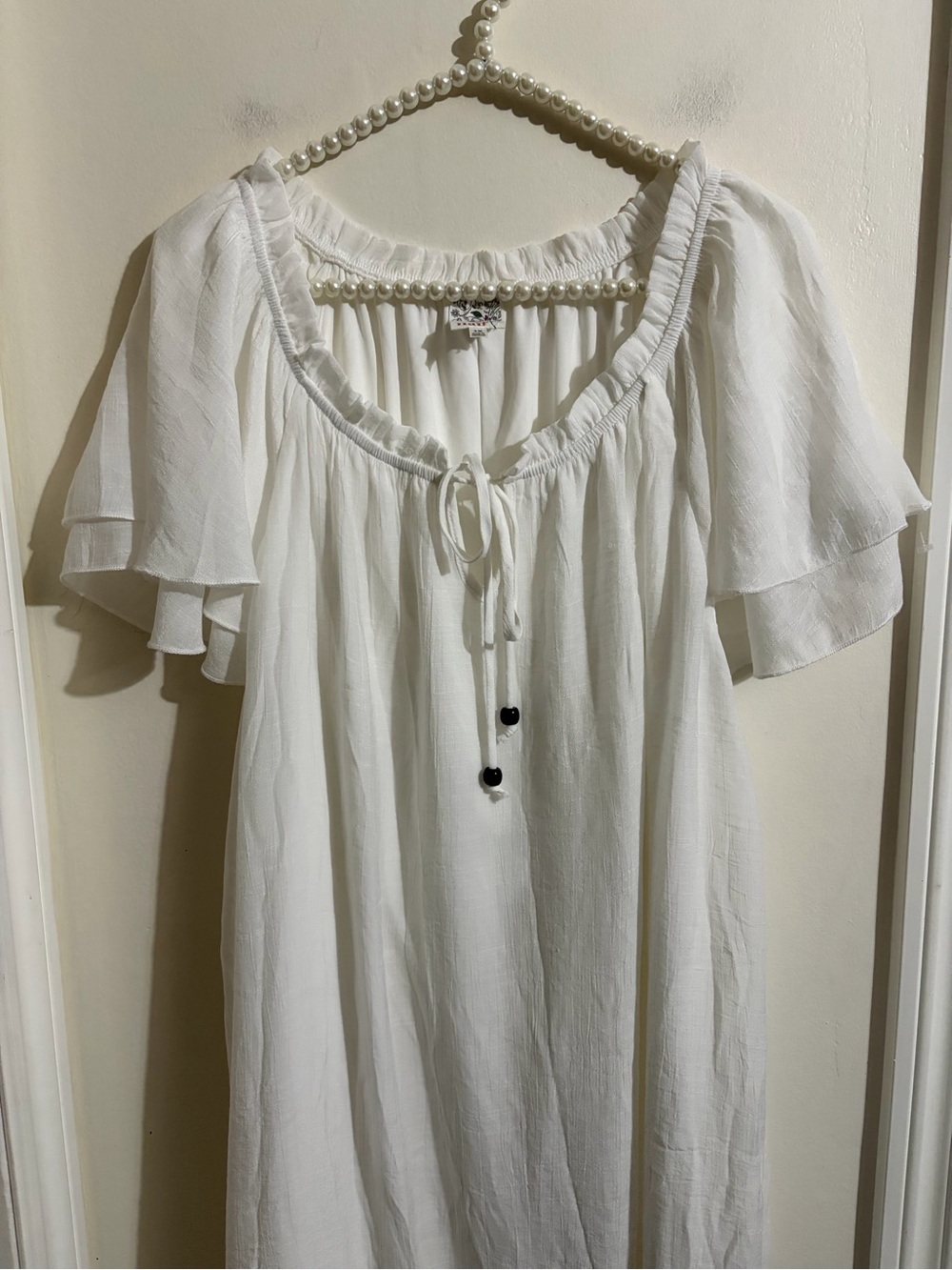 NAIF White Boho Peasant Tunic with Flutter Sleeves